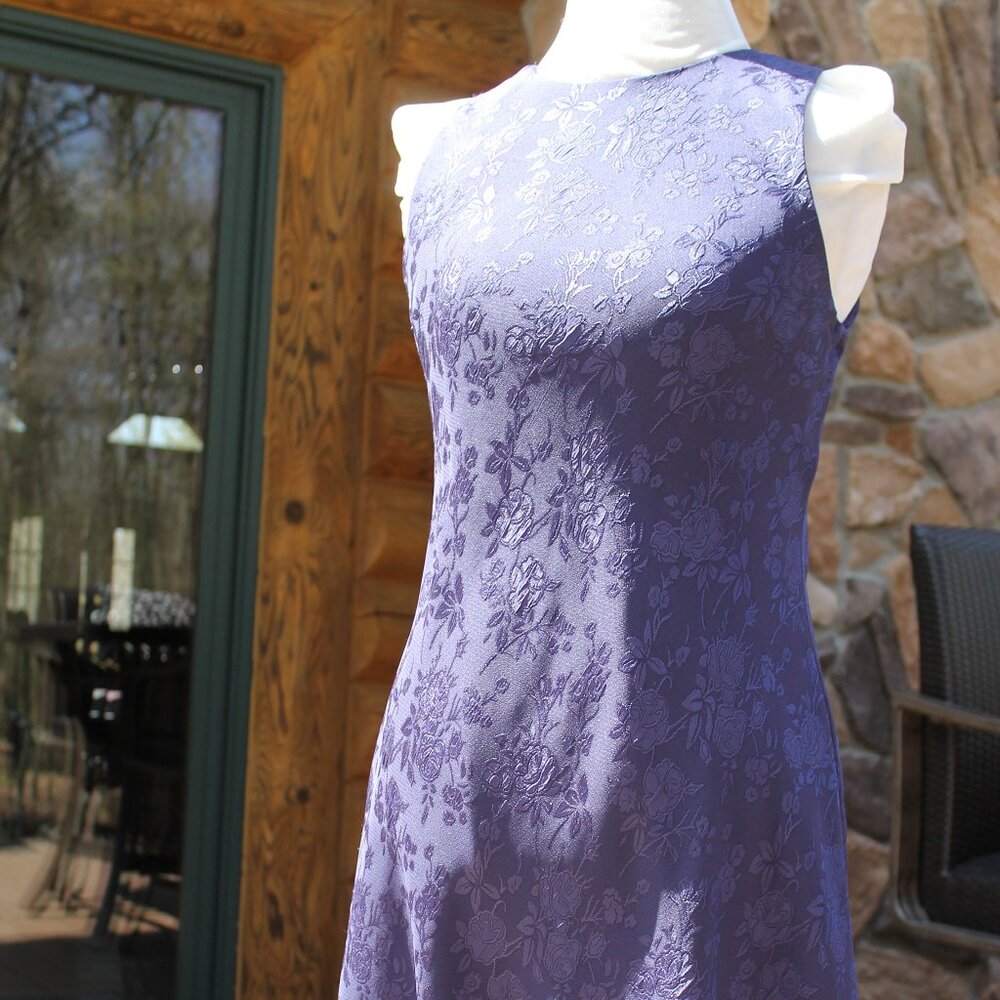 Floral Jacquard Sleeveless Shift Mini Party Dress